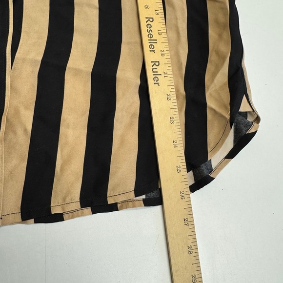 J Crew Shirt Womens Size 6 Tan Black Stripe Classic Fit Cupro Blend - Picture 8 of 9